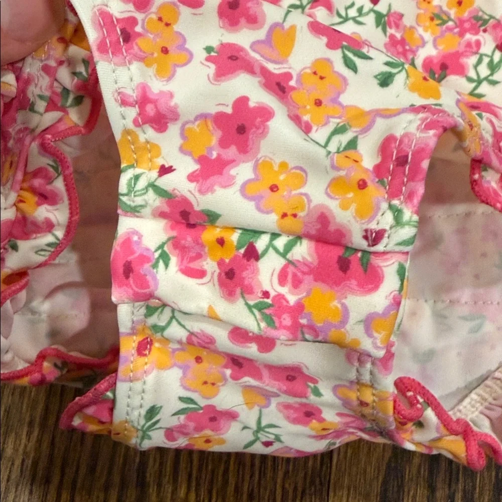 Jessica Simpson Girls Pink and Orange Floral Swimsuit 12 Months